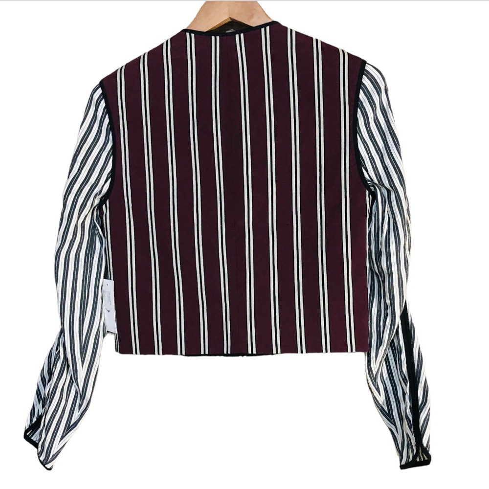 Yigal azrouel linen blend colorblock stripes Moto jacket - Picture 2 of 12
